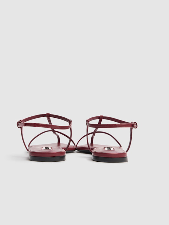 Jil Sander: 10mm Leather T-bar sandals - Dark Red - women_5 | Luisa Via Roma