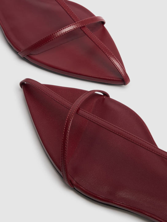 Jil Sander: 10mm Leather T-bar sandals - Dark Red - women_3 | Luisa Via Roma