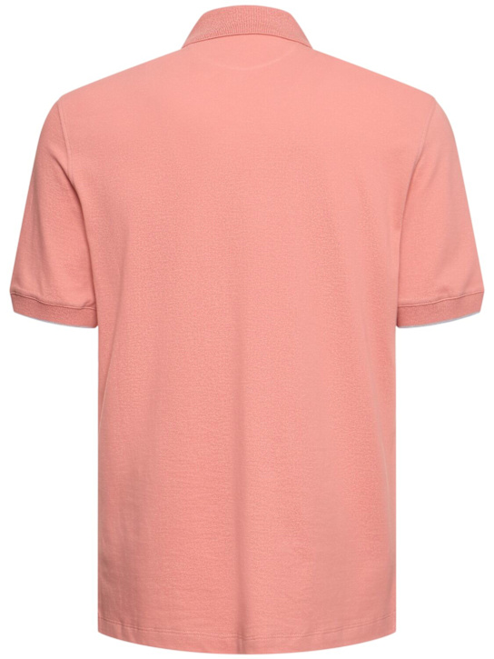Brunello Cucinelli: Cotton piquet logo polo - Pompelmogrigio - men_3 | Luisa Via Roma