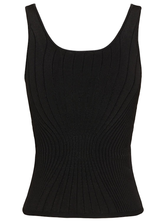 MUGLER: Top in maglia a costine - Nero - women_3 | Luisa Via Roma
