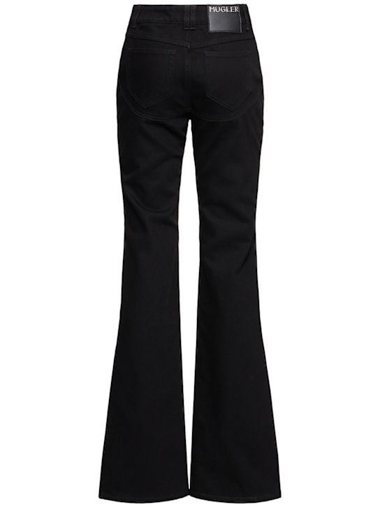 MUGLER: 低腰棉质喇叭腿牛仔裤 - 蓝色/黑色 - women_3 | Luisa Via Roma