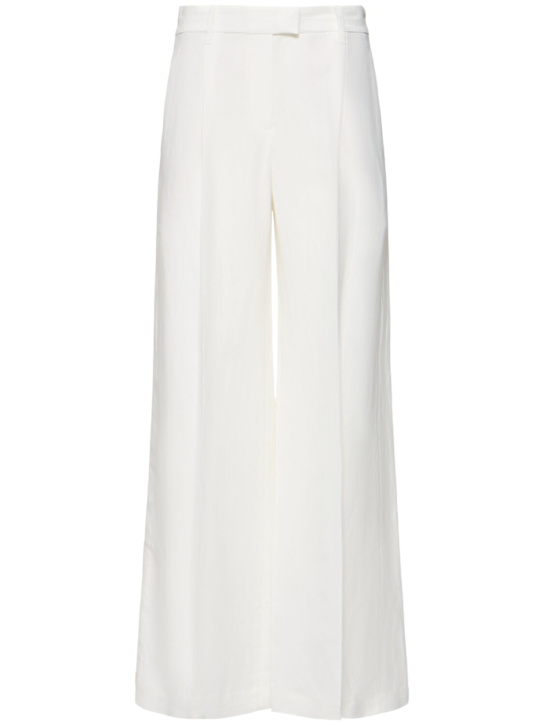 Brunello Cucinelli: Fluid linen blend twill wide pants - women_0 | Luisa Via Roma