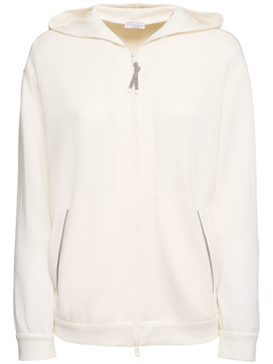 Cotton blend sweatshirt hoodie - Thumbnail 1