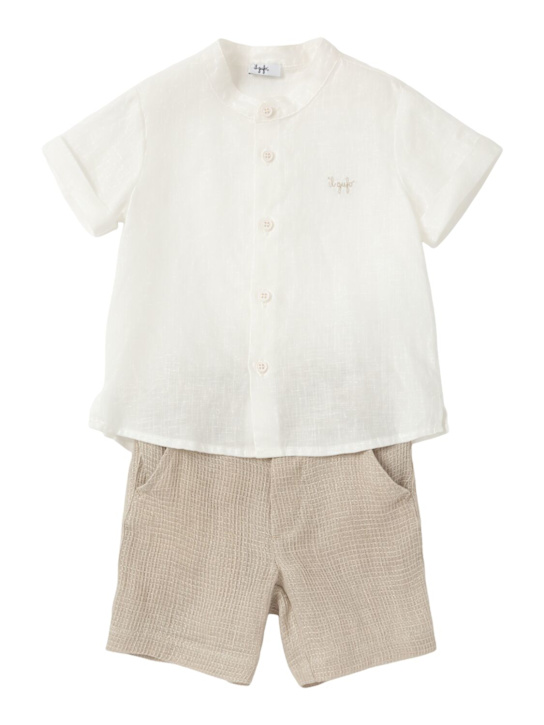 Il Gufo: Linen shirt & shorts - kids-boys_0 | Luisa Via Roma