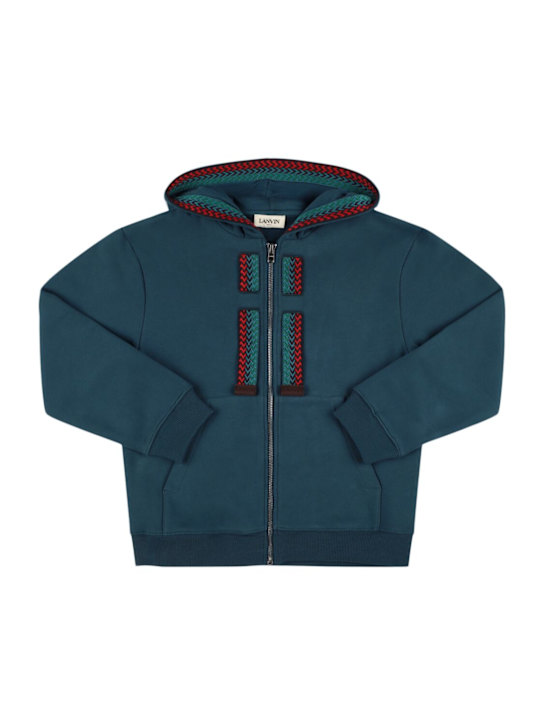 Lanvin: コットンジップフーディー - kids-girls_0 | Luisa Via Roma