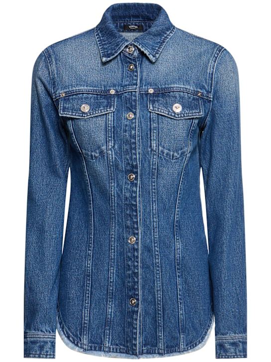Washed cotton denim shirt - Thumbnail 1