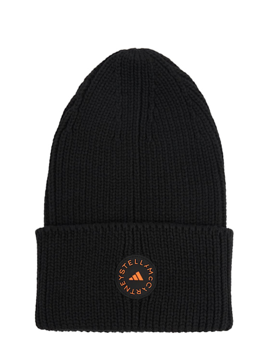 adidas By Stella McCartney: Ribbed beanie - Black - women_0 | Luisa Via Roma