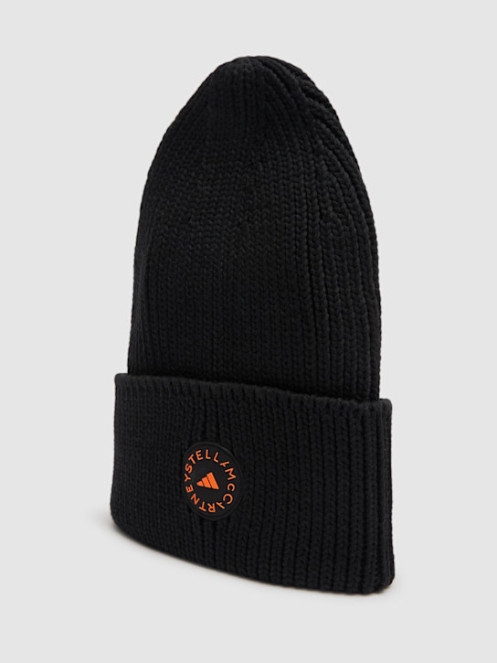 adidas By Stella McCartney: Ribbed beanie - Black - women_1 | Luisa Via Roma