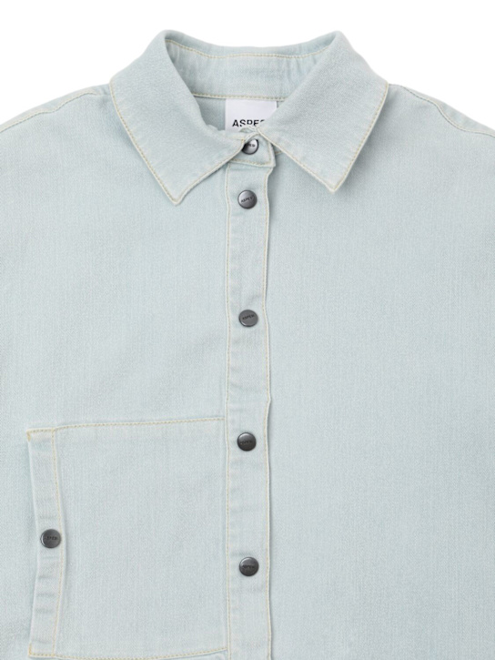 ASPESI: Camicia cropped in cotone chambray stretch - kids-girls_1 | Luisa Via Roma