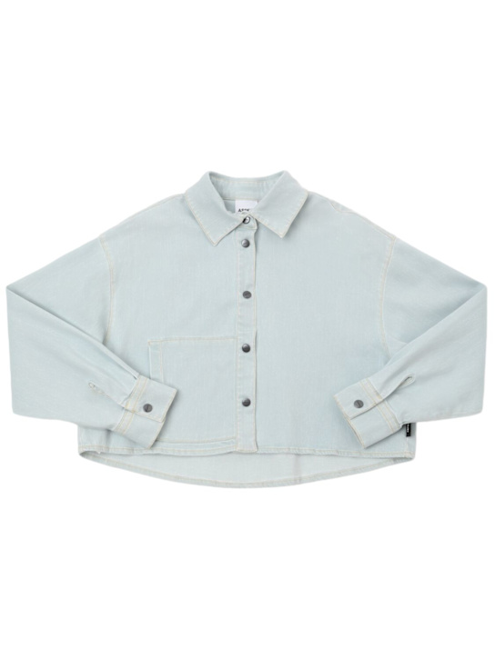 ASPESI: Camicia cropped in cotone chambray stretch - kids-girls_0 | Luisa Via Roma