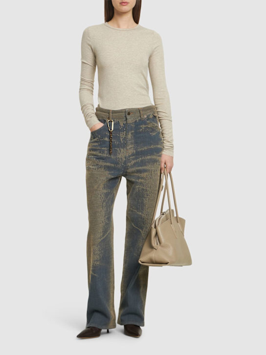 Darkpark: Sam high waist canvas flared pants - women_1 | Luisa Via Roma