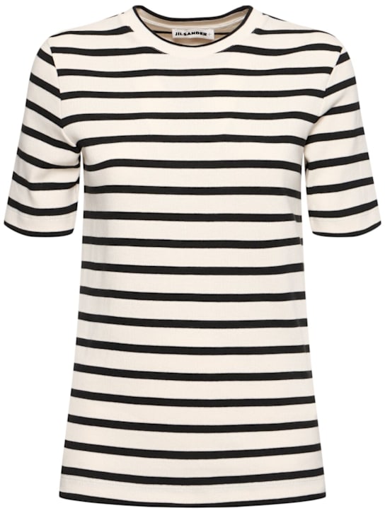 Jil Sander: Logo striped cotton jersey t-shirt - women_0 | Luisa Via Roma