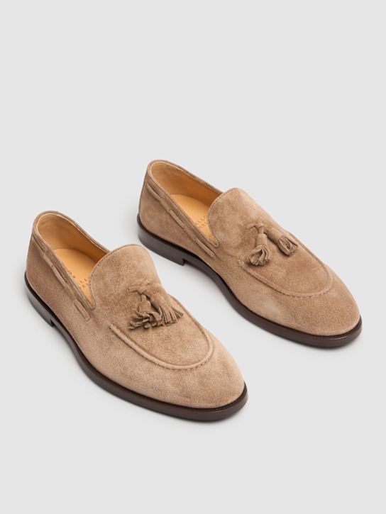 Brunello Cucinelli: Suede loafers - Light Beige - men_2 | Luisa Via Roma
