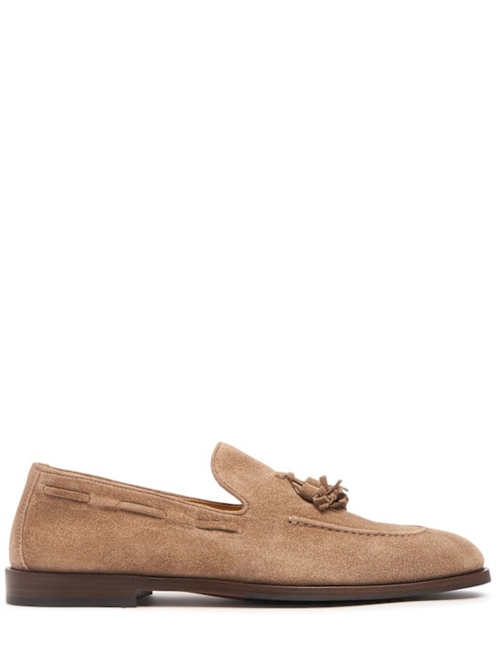 Brunello Cucinelli: Suede loafers - Light Beige - men_0 | Luisa Via Roma