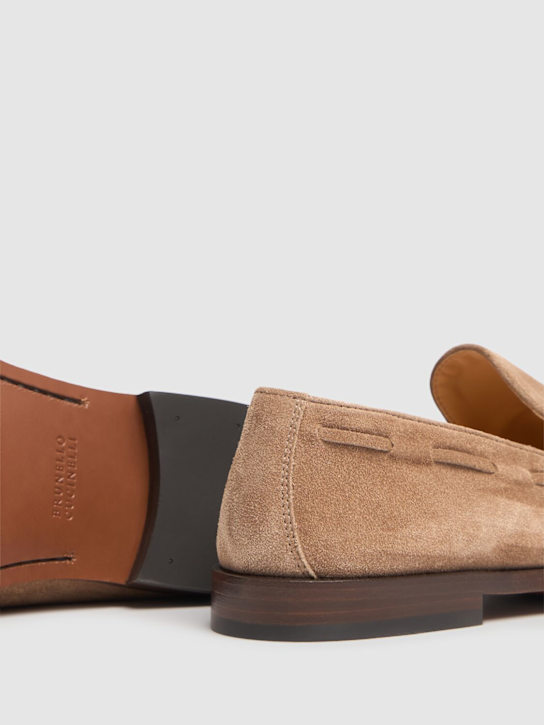 Brunello Cucinelli: Suede loafers - Light Beige - men_4 | Luisa Via Roma