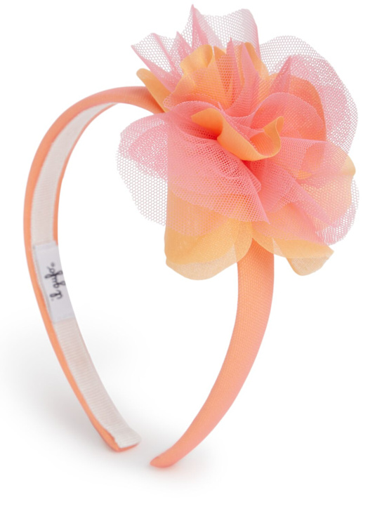 Il Gufo: Cotton headband w/ tulle flower - Pink/Orange - kids-girls_0 | Luisa Via Roma