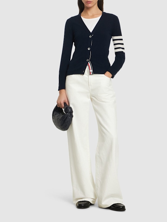 Thom Browne: Striped intarsia knit cashmere cardigan - women_1 | Luisa Via Roma
