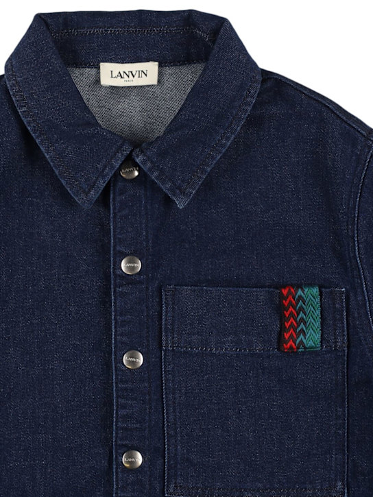 Lanvin: Cotton blend denim shirt - kids-boys_1 | Luisa Via Roma