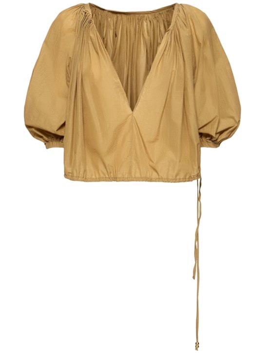 Cotton blend puff sleeve shirt - Thumbnail 1