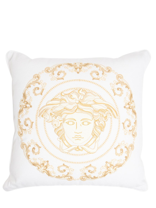 Versace: Medusa Gala cushion - White/Gold - ecraft_0 | Luisa Via Roma