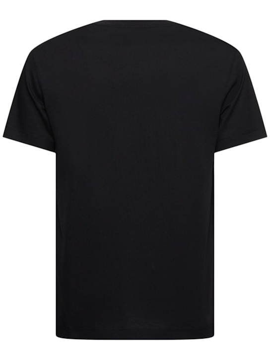 Burberry: Burberry Check label t-shirt - Black - men_3 | Luisa Via Roma