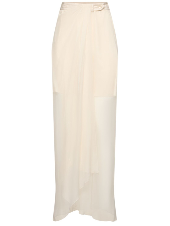 Alberta Ferretti: Gonna lunga in chiffon di seta - Avorio - women_0 | Luisa Via Roma
