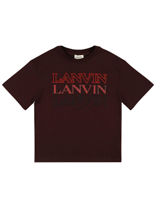 Lanvin: T-shirt in jersey di cotone con logo - kids-girls_0 | Luisa Via Roma