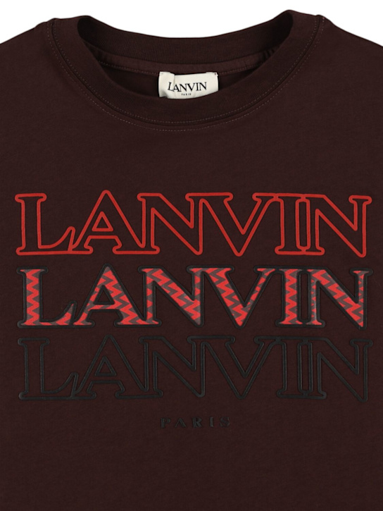 Lanvin: T-shirt in jersey di cotone con logo - kids-girls_1 | Luisa Via Roma