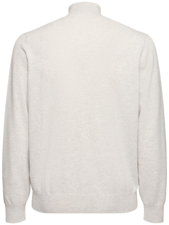Brunello Cucinelli: Lupetto cashmere knit sweater - Nebbia - men_3 | Luisa Via Roma