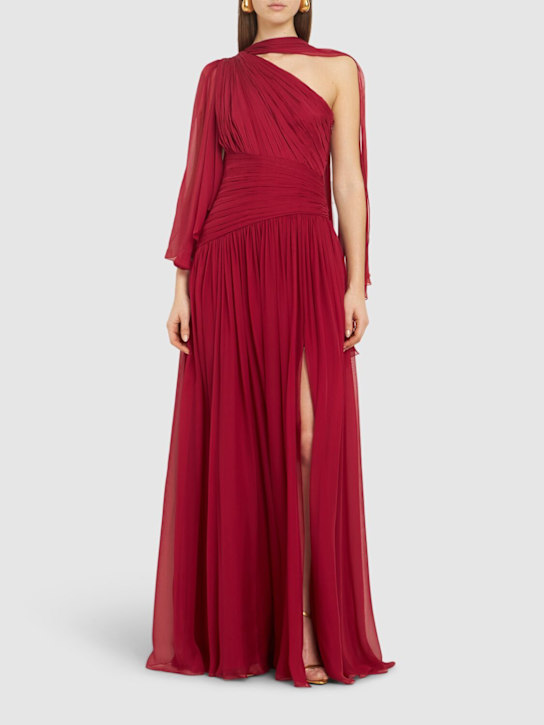Zuhair Murad: One-shoulder draped chiffon long dress - women_1 | Luisa Via Roma