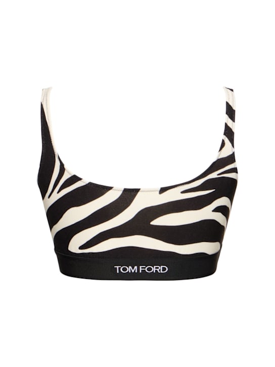 Tom Ford: Printed logo bralette - Black/White - women_0 | Luisa Via Roma