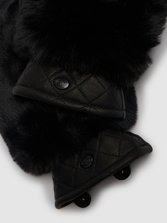 Goldbergh: Hill faux fur & leather mittens - women_1 | Luisa Via Roma
