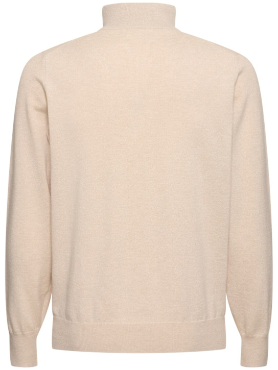 Brunello Cucinelli: Lupetto cashmere knit sweater - Sabbia - men_3 | Luisa Via Roma