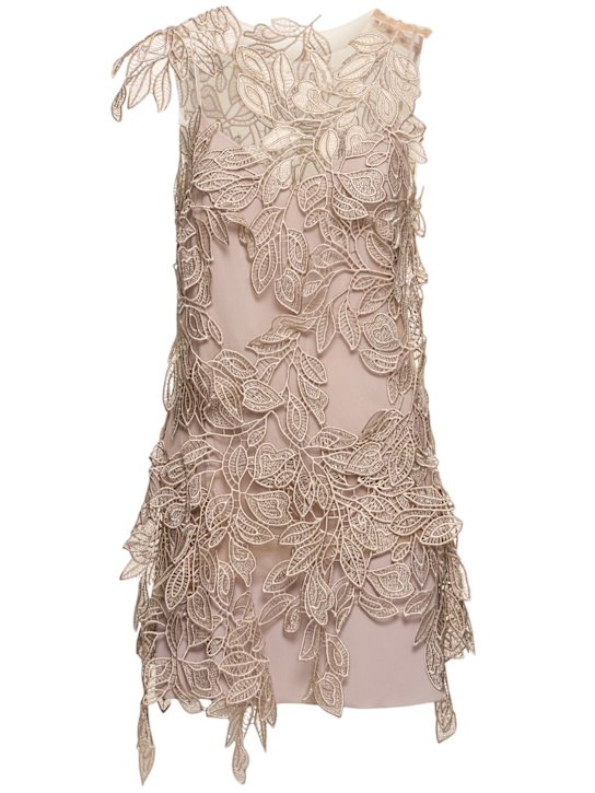 Alberta Ferretti: Sleeveless lace mini dress - women_0 | Luisa Via Roma