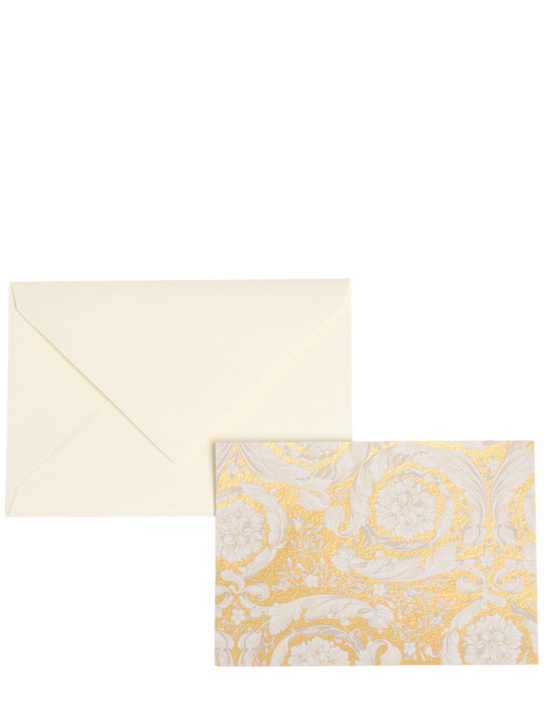 Versace: Barocco card & envelope set - White/Gold - ecraft_0 | Luisa Via Roma