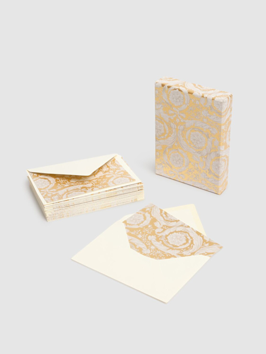 Versace: Barocco card & envelope set - White/Gold - ecraft_1 | Luisa Via Roma