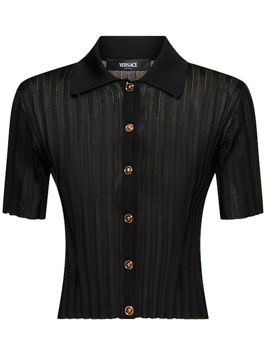 Ribbed viscose knit top - Thumbnail 1
