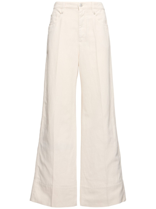 Dyed cotton & linen midrise flared jeans
