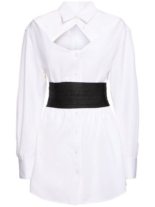 Alexander Wang: 弹力内嵌迷你衬衫连衣裙 - 白色 - women_0 | Luisa Via Roma