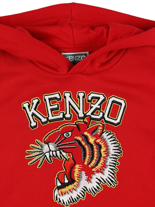 Kenzo Kids: Embroidered cotton hooded sweatshirt - Red - kids-boys_1 | Luisa Via Roma