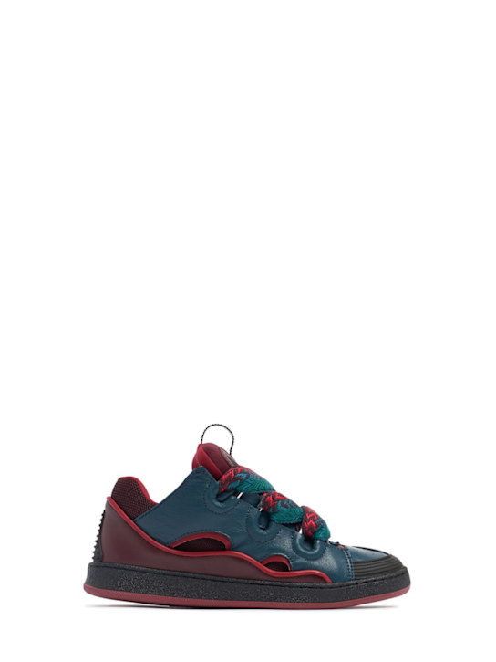 Lanvin: Curb leather lace-up sneakers - kids-boys_0 | Luisa Via Roma