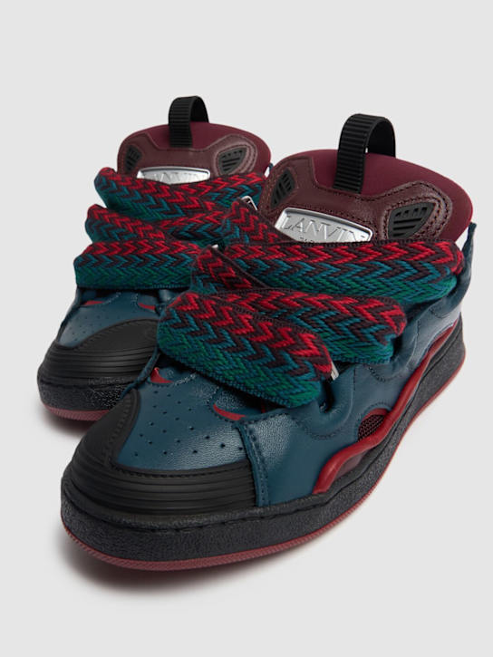 Lanvin: Curb leather lace-up sneakers - kids-boys_1 | Luisa Via Roma