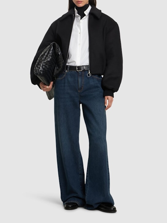 Acne Studios: Owella wool blend felt bomber jacket - Black - women_1 | Luisa Via Roma