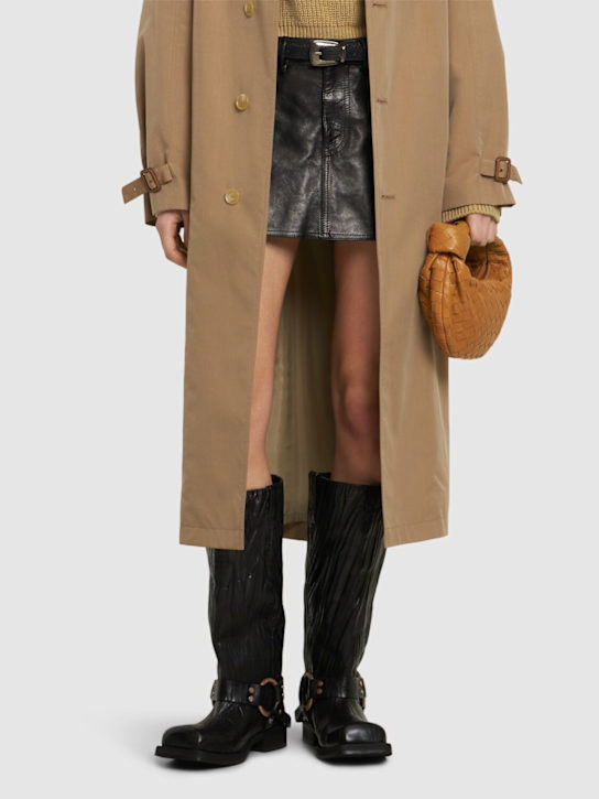 Acne Studios: 35mm Balius leather biker boots - Anthracite - women_1 | Luisa Via Roma
