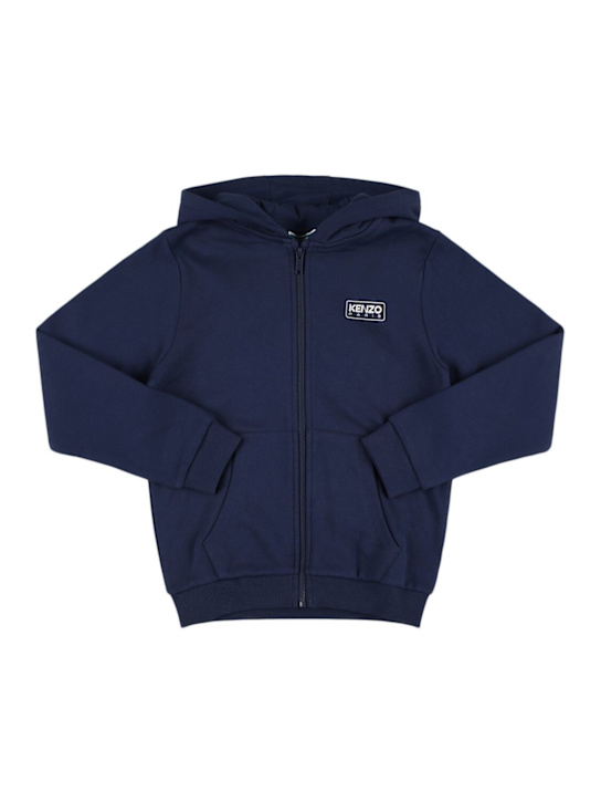 Kenzo Kids: Hooded cotton full-zip sweatshirt - kids-boys_0 | Luisa Via Roma