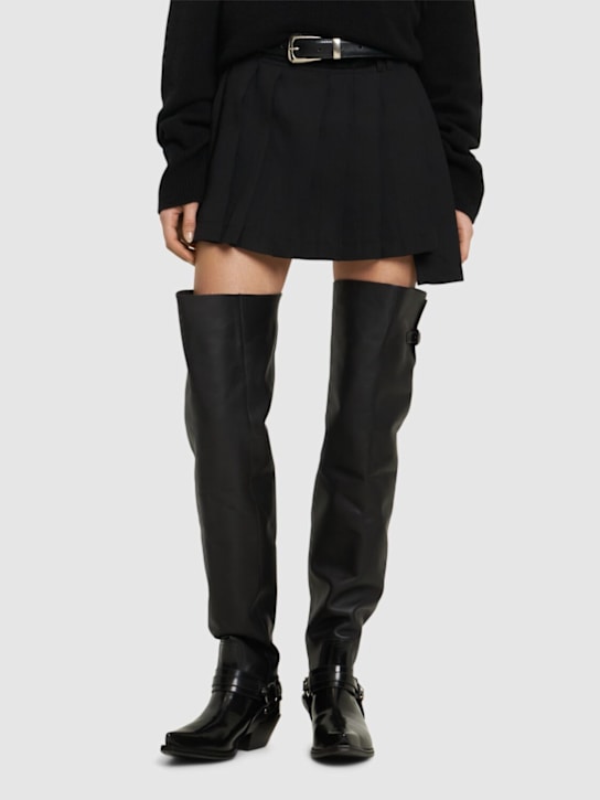 Versace: 40mm Leather western over the knee boots - women_1 | Luisa Via Roma