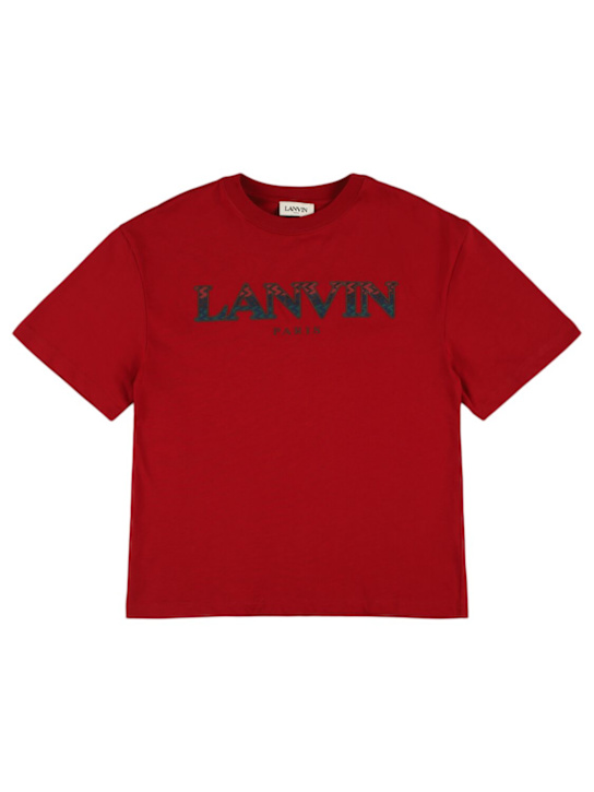 Lanvin: Logo cotton jersey t-shirt - kids-boys_0 | Luisa Via Roma