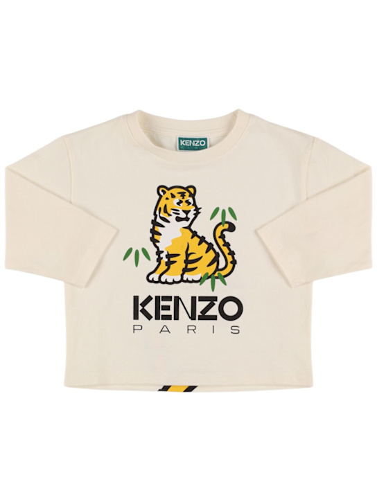 Kenzo Kids: コットンジャージー長袖Tシャツ - kids-girls_0 | Luisa Via Roma