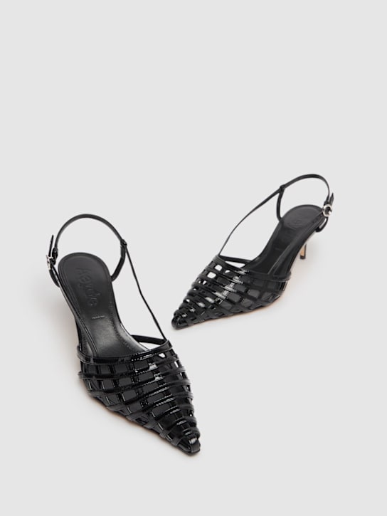 Aeyde: 55mm Helit patent leather slingbacks - Black - women_2 | Luisa Via Roma