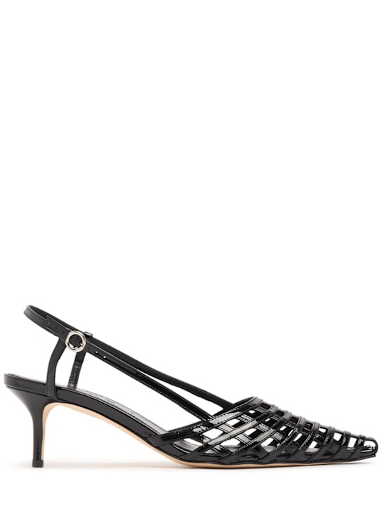 Aeyde: 55mm Helit patent leather slingbacks - Black - women_0 | Luisa Via Roma